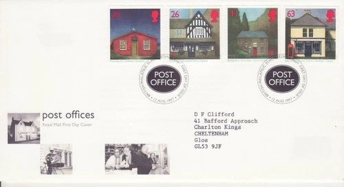 GB Stamps First Day Cover Sub Post Offices, PO, mail, phone box, bike SHS 1997
