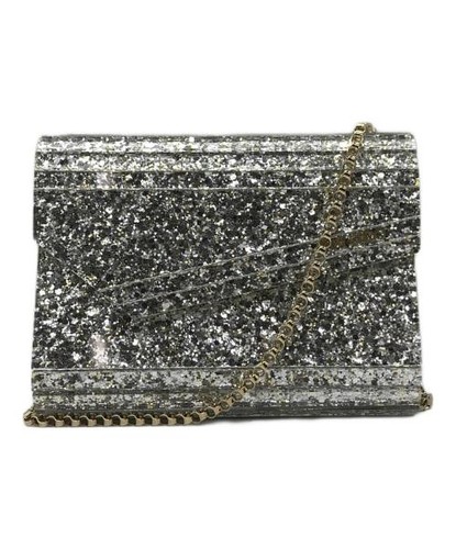 JIMMY CHOO                    Candy Glitter box Clutch Bag gray