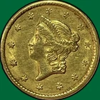 1851 Liberty Head Gold Dollar Almost Uncirculated AU Coin #43643