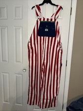Liberty Denim USA Red White Blue Patriotic Bib Overalls 42x26 Striped Patriotic