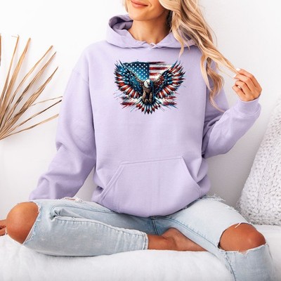 American Eagle Flag Damen Hoodie Patriotic Americana Pullover