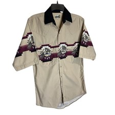 Vtg Express Rider Western Eagle Aztec Pearl Snap Shirt