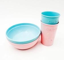Vintage Gerber Products Gerber Baby Face Cups And Bowls Blue Pink Set Twins
