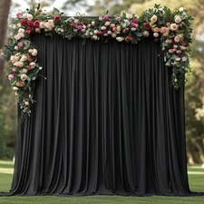 Black Backdrop Curtains 10x8 ft 2-Panel Wrinkle-Free Polyester Photo Drapes
