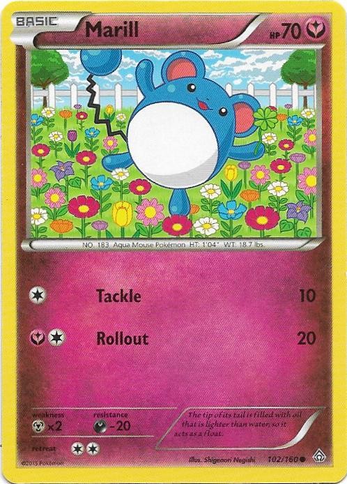 Marill 102/160 Common Primal Clash Pokemon Near Mint