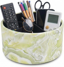 Remote Control Holder, 360 Spinning PU Leather Desk TV Remote Caddy,Desk Storage