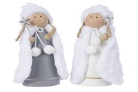 MäDchen Deko Engel Mit Kunstfellumhang Keramik Weihnachtsfee H 20 Cm StüCkpreis