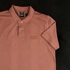 Boss Men s Stretch Cotton Polo Shirt Rust orange Regular Fit Short Sleeve Sze L