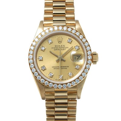 ミニバスケット Rolex Datejust Bezel Diamond 69138G Champagne / Diamond Case