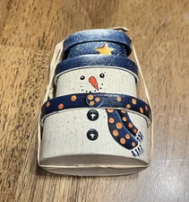 Decorative Nesting Snowman Boxes 3 Oval Christmas Stacking Decor Painted