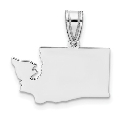 14k Weißgold Washington State Charm Anhänger 11mm x 22mm