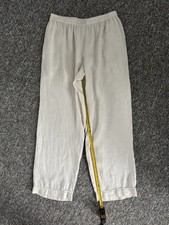 Quince 100% Linen Pants Cream Ivory Beige Color Elastic Waist Women's Size Med