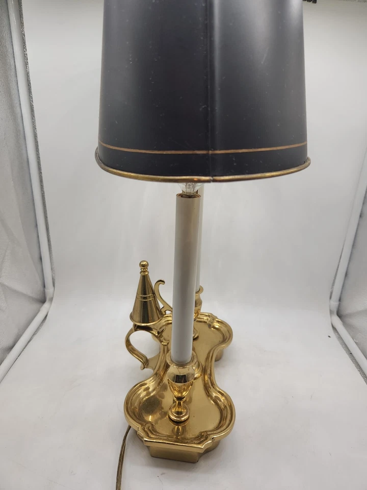 Sedgefield by Adams Brass Boullotte Lamp, Tole Shade 1989 Light - Image 4 of 4