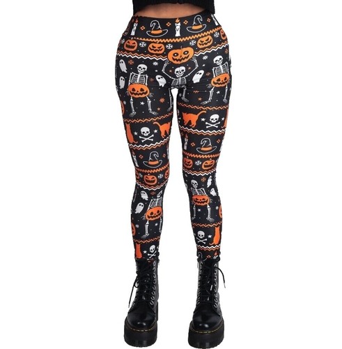 Legging Terra & Sky Taille Plus (16W-18W) Halloween Gris Citrouilles, Neuf