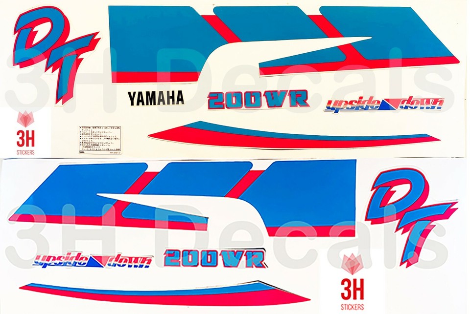 Custom Made Yamaha DT WR 200 Full Decal Sticker Set (BOTH SIDES