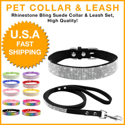 Leash Diamond Studded Collar Luxury Designer Rhinestone Diamond