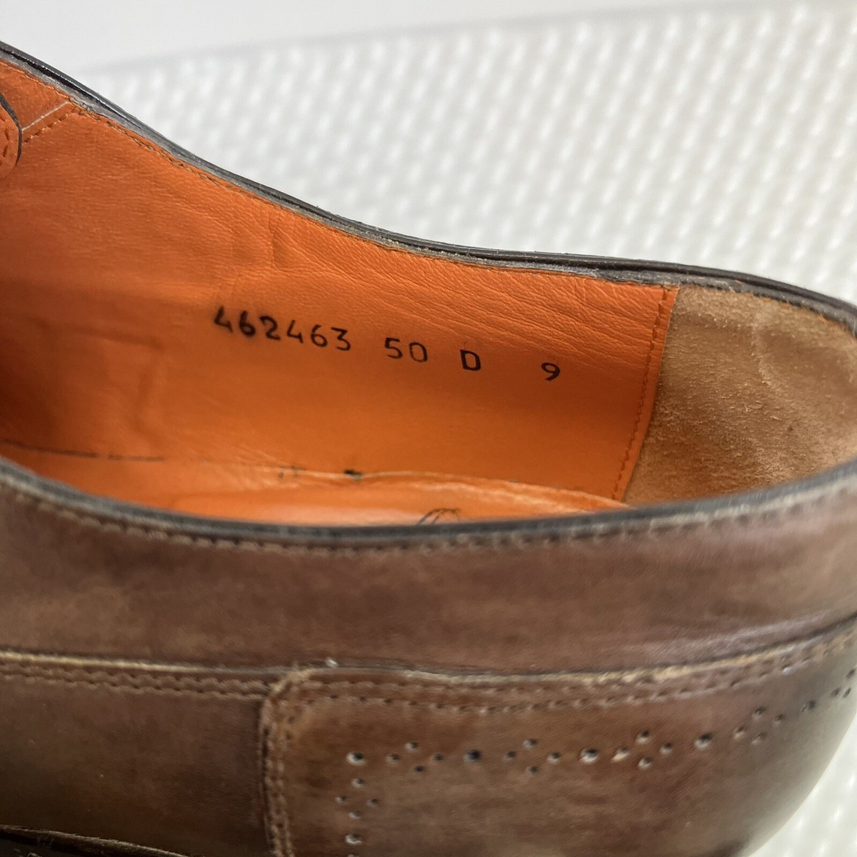 Santoni Fatte a Mano Dress Shoe Brown 9D Perforated Captoe Leather Fits TTS Santoni Leather Cap-Toe Derby Shoes | Saks Fifth Avenue main image 3