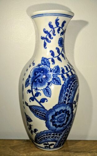 Vase de poche mural 10 pouces en porcelaine fine Seymour Mann Chine bleu et blanc 1997 - Photo 1/11