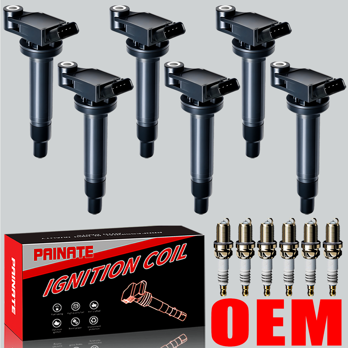 6X OEM Ignition Coil & Iridium Spark Plugs for Toyota Sienna 3.0L 3.3L UF267
