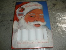 NEW 5 Men's 100 Natural Cotton Handkerchiefs White in Happy Holidays Box 11 