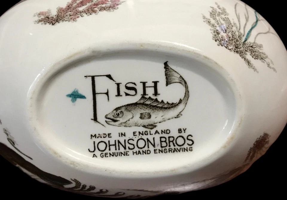 RARO De colección JOHNSON BROTHERS~PEZ~DISEÑO #1~MCM~INGLATERRA~Barco Gravy~Salsa Foto 4 de 4