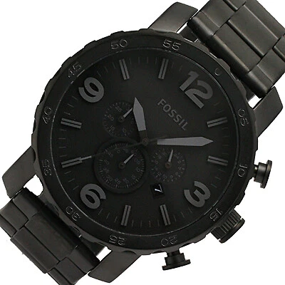 FOSSIL NATE JR1401 Men Chronograph Quartz Stainless Steel Black | eBay