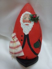 Vtg Handmade Painted Canvas Folk Art Santa Claus Artist Signed '94 BLW 222 CJ
