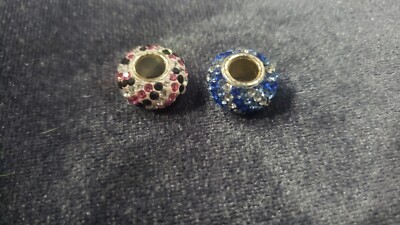 Pre-owned Charms Made with Swarovski Crystals Pink And Blue | eBay