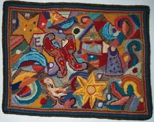 Hand Hooked Rug / Wall Hanging - Contemporary (28" x 21.5")