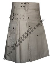 Scottish Handmade Khaki Utility Kilt Modern Kilt Cotton Kilt For Men Custom Size