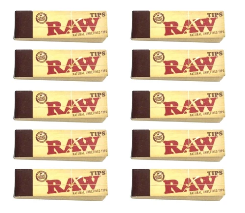 10X RAW Rolling Tips Unrefined Authentic Filter Tips 500 Tips! FAST USA SHIPPING