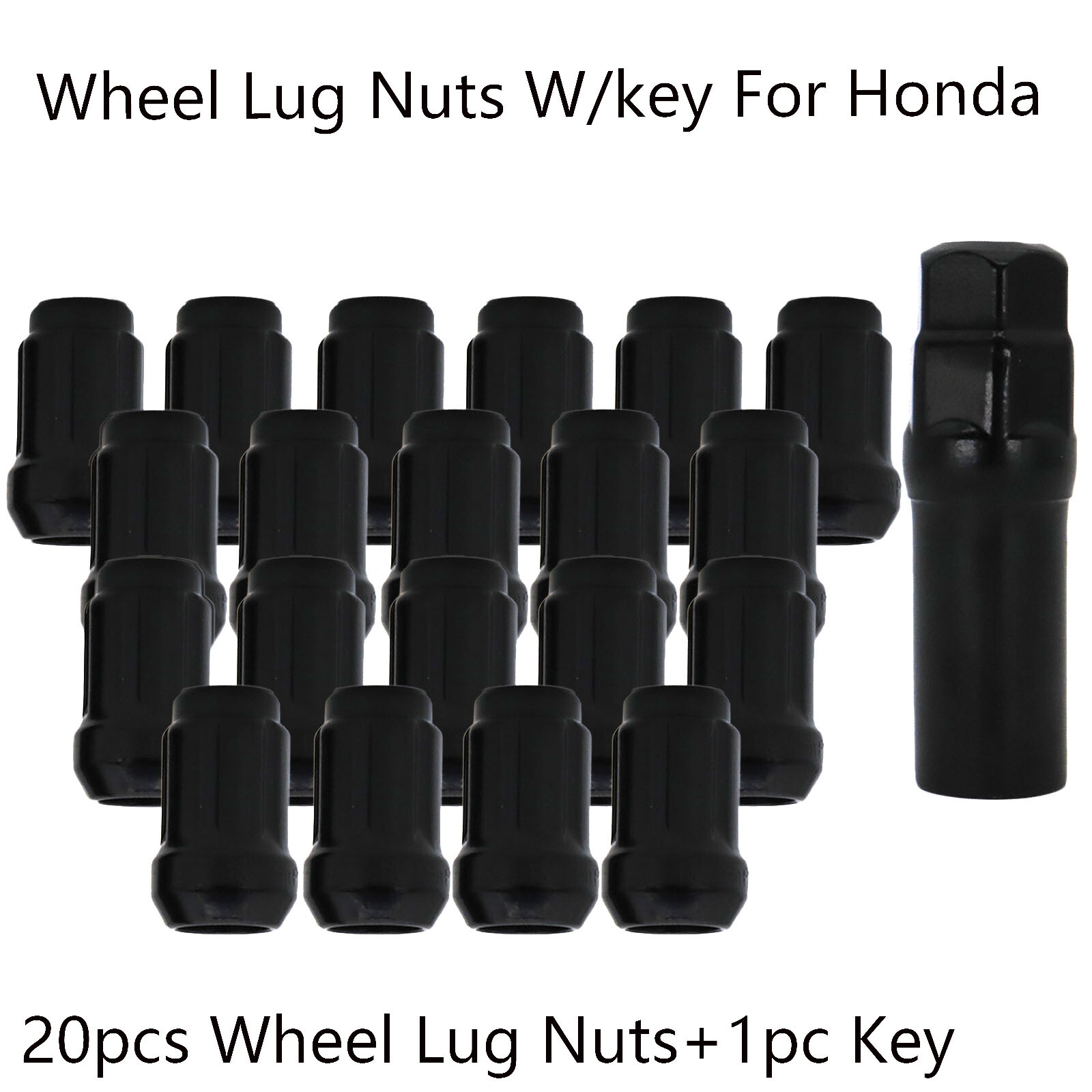 20pc M12x1.5 Spline Lug Nuts For Acura TSX RSX Honda Civic Accord - Black