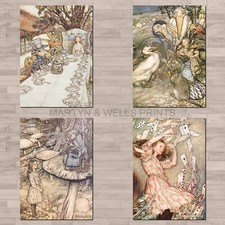 Arthur Rackham prints. A4 canvas paper / poster art. Alice in Wonderland.
