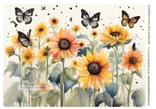 Sunflowers and Butterflies Decoupage Rice Paper