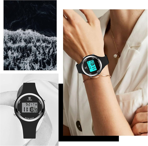 Uhren für Damen, Digitaluhr Damen Outdoor Sport mit Alarm/Stoppuhr/Chron - Bild 2 von 12