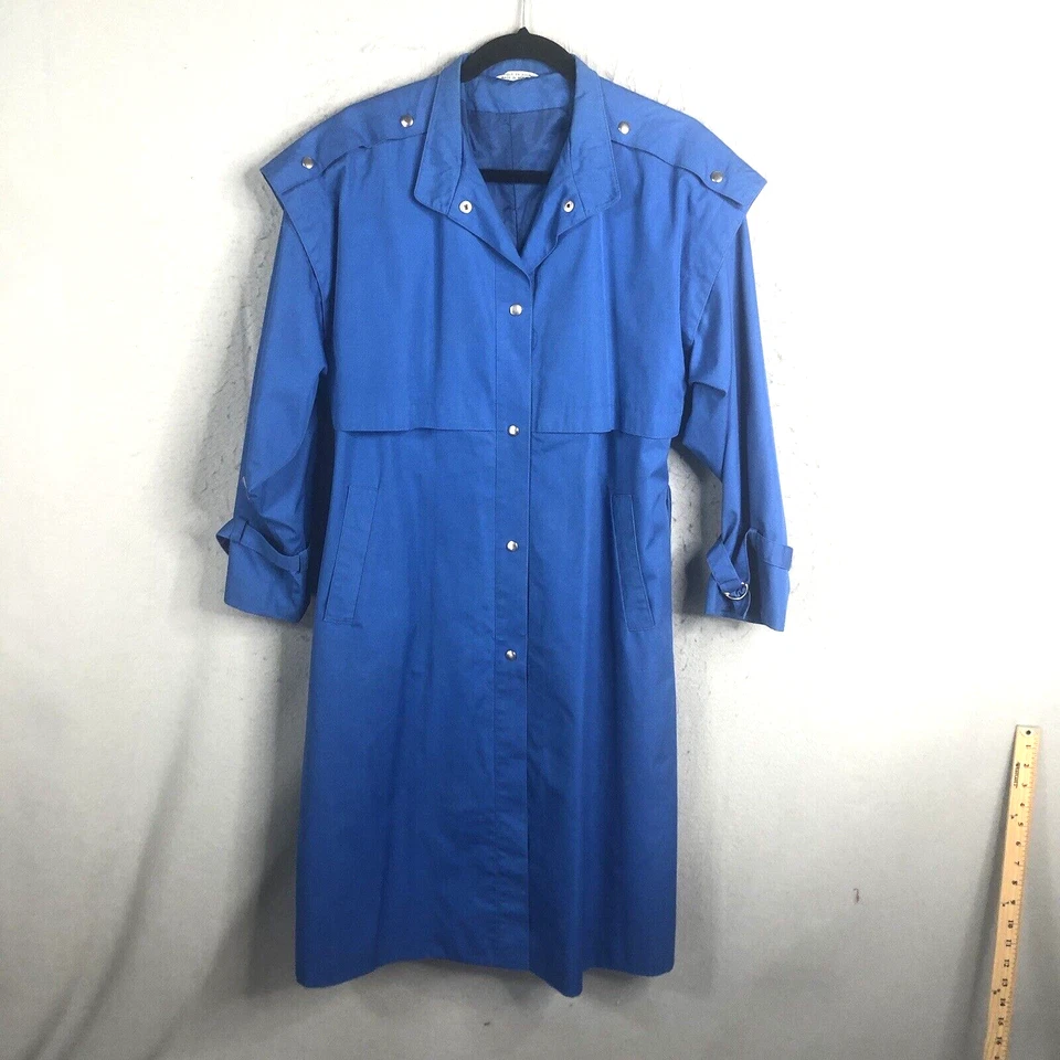 Vintage Western Duster  Womens 8 Blue Trench Cowboy Core Ranch Rodeo Outback - Image 2 of 4