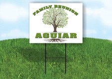 AGUIAR FAMILY REUNION GR TREE 18 in x24 in Yard Sign Road Sign with Stand
