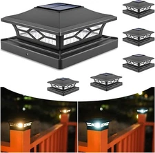 VOLISUN Solar Post Cap Lights: 6 - Pack Outdoor Light for 6 Pack, Black