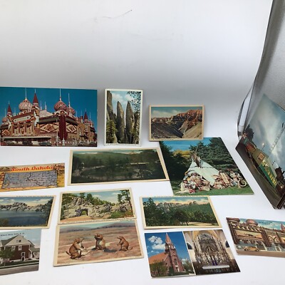 14 South Dakota Postcards Sioux Falls Corn Palace Badlands Rapid City 1940-55