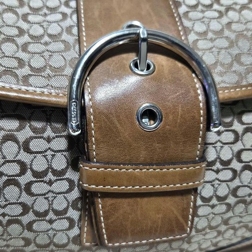 Coach Soho Signature Flap Bag 6808 Shoulder Bag Tan Brown Canvas Leather Vintage - Picture 2 of 16