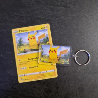 Pokemon Schlüsselanhänger aus Pokemonkarte (selfmade) - Auswahl (z.B. Pikachu & 
