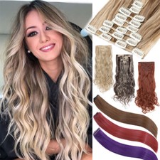 Lady Clip in Hair Extensions Natural Full Head 8 Piece Set Hair Long for Women