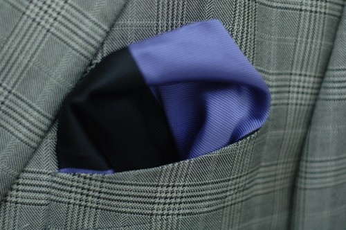 Umberto Algodon Purple Black Bar Stripe Silk Pocket Square $75 Retail New - Picture 4 of 4