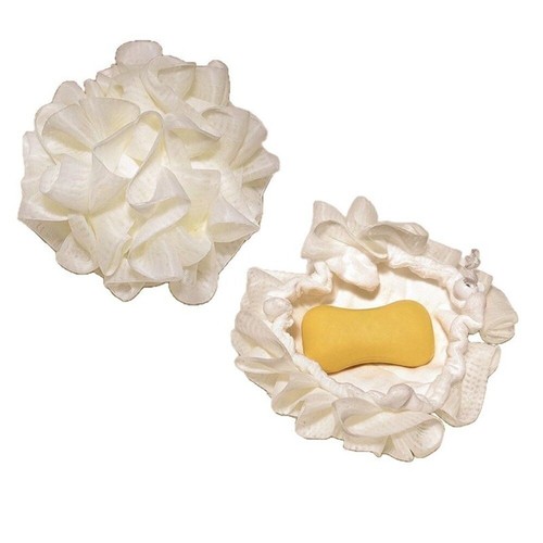Elastic Drawstring Bath Ball Double Side Body Clean Ball Travel - Picture 3 of 7