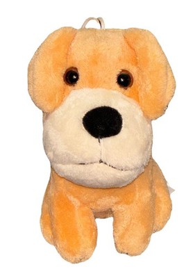 Cute Tan Puppy Dog Plush Stuffed Animal w/ Hanging Loop 7'' Soft Small Toy, Used