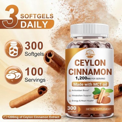 Nature's live Ceylon Cinnamon Supplement 1200mg Softgels 300 Count