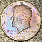 1971-D  Kennedy Half Dollar Beautiful Brilliant Rainbow Toned Coin - # 36