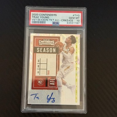 2020 Contenders #TYG Trae Young Vet Season Ticket Auto Cracked Ice PSA 10 #-15