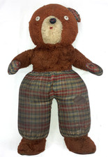 VTG Teddy Bear Plush Button Eyes Brown WORN FUR