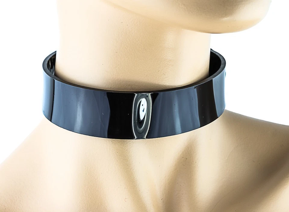 Vinilo liso transparente o PVC esclavo Bdsm-gargantilla-puta-cuello-gargantilla-adulto-rizado Foto 3 de 4